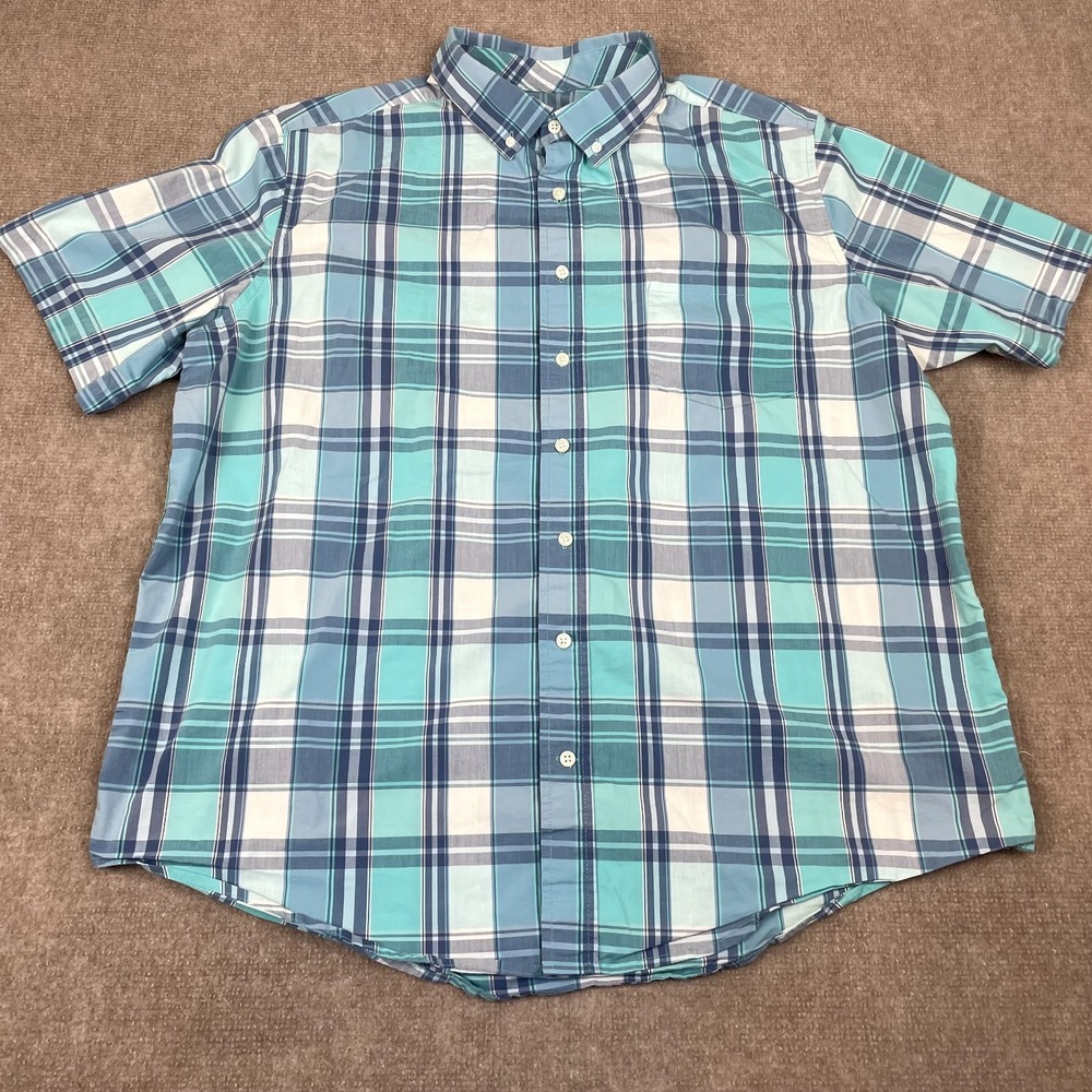 George Shirt Mens 2XL 50-52 Multi Plaid Cotton Stretch Classic Fit Button Down